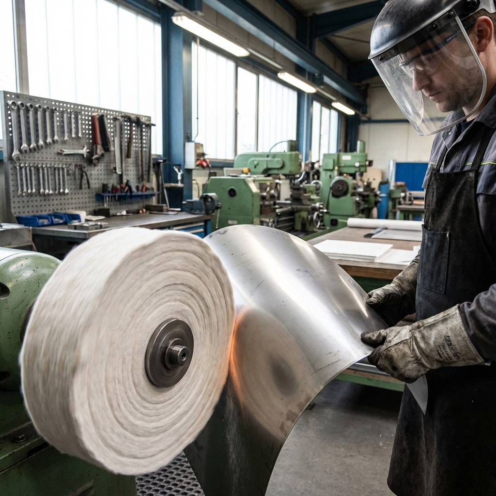 Steel polishing process using non-woven felt